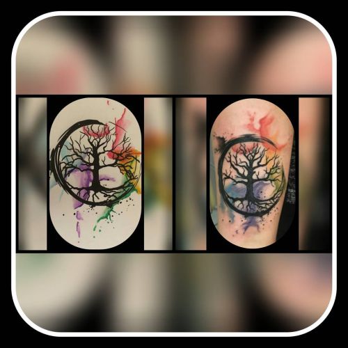 Watercolor Lebensbaum Tattoo